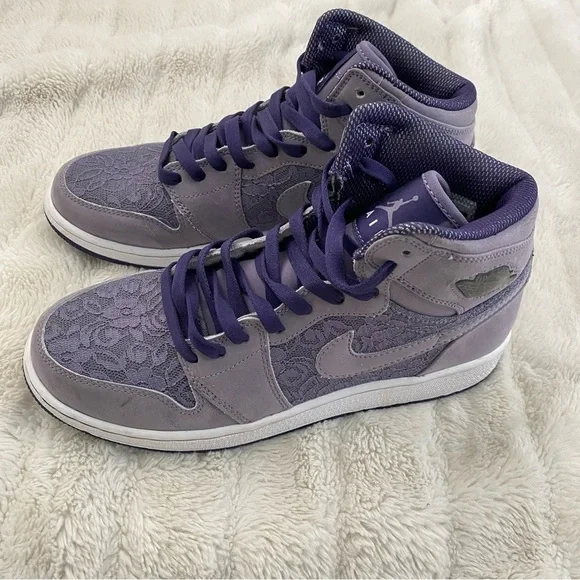 Air Jordan 1 Retro (GS) ‘Daybreak’ Nike Purple Lace Suede High-Top Sneakers 7Y - Picture 4 of 15